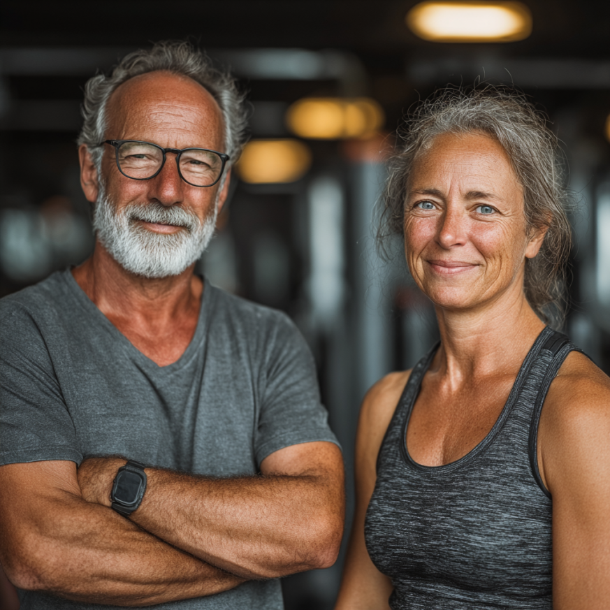 Grupo de adultos mayores ejercitándose